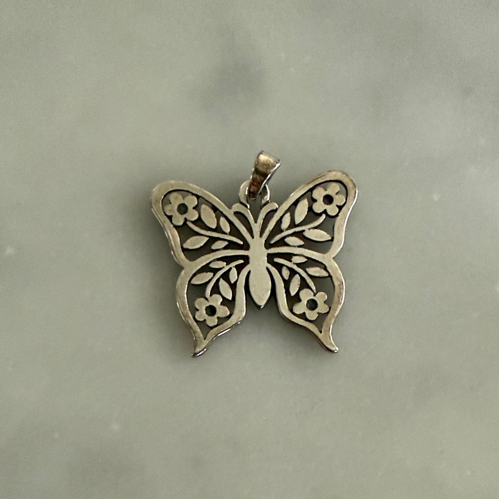 Retired James Avery Silver Butterfly Pendant